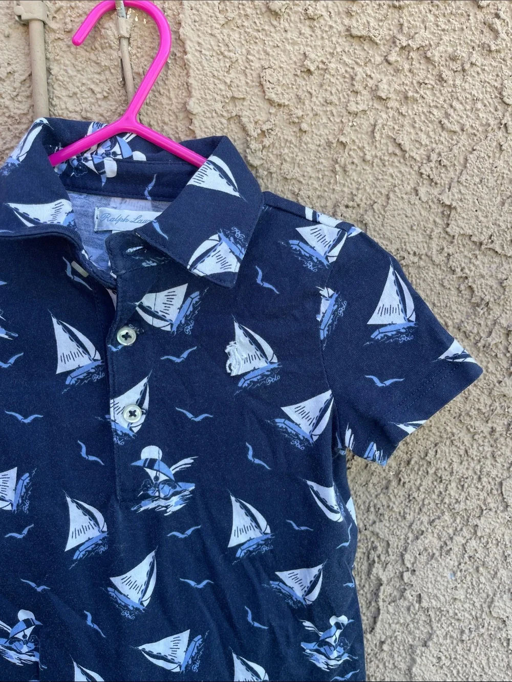 Ralph Lauren Navy and White Sailboat Polo Romper Shorts Jon Jon